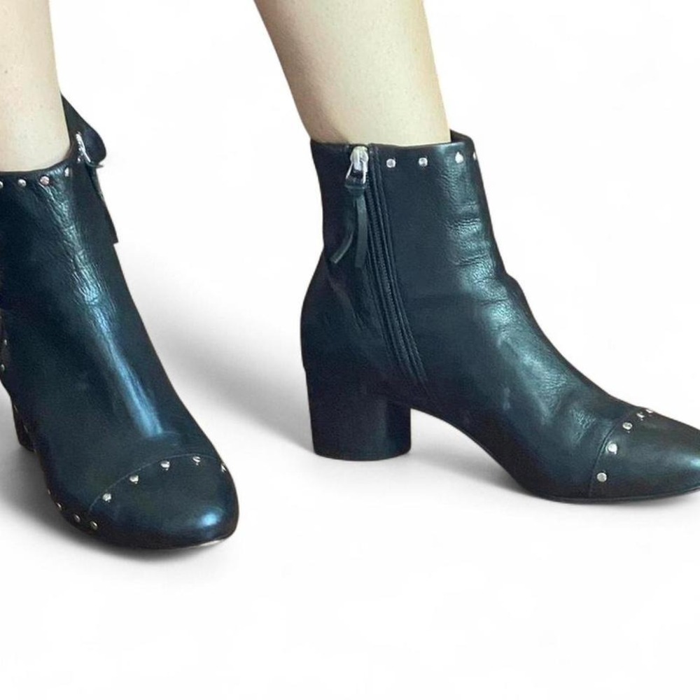 Rebecca Minkoff black leather & silver studded ankle boots - Picture 4 of 4